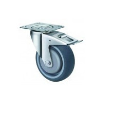 Industrial Grey Swivel Plate and Brake 100mm